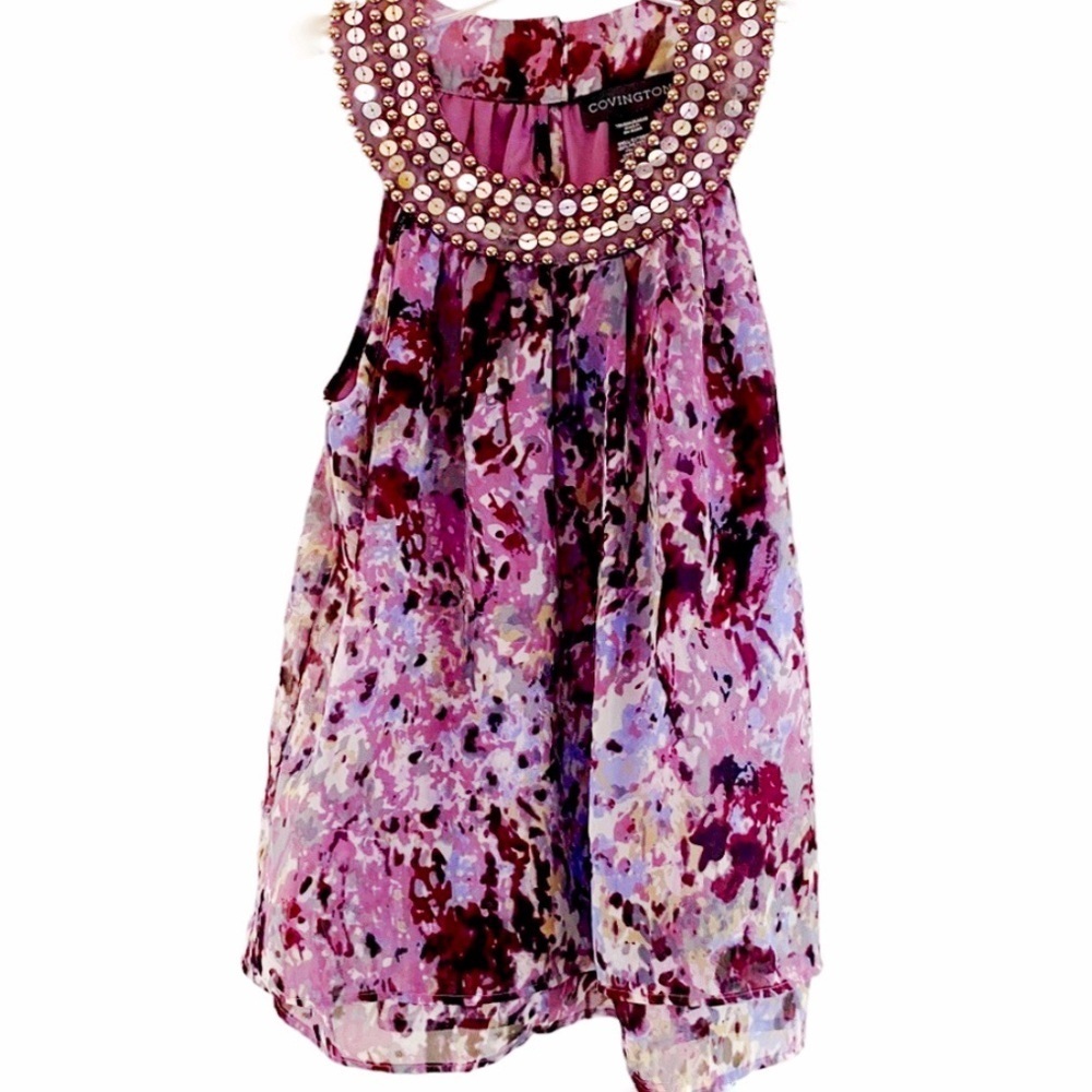 NEW Covington Sleeveless Flowy Beaded Blouse Size Small - HSH 1166